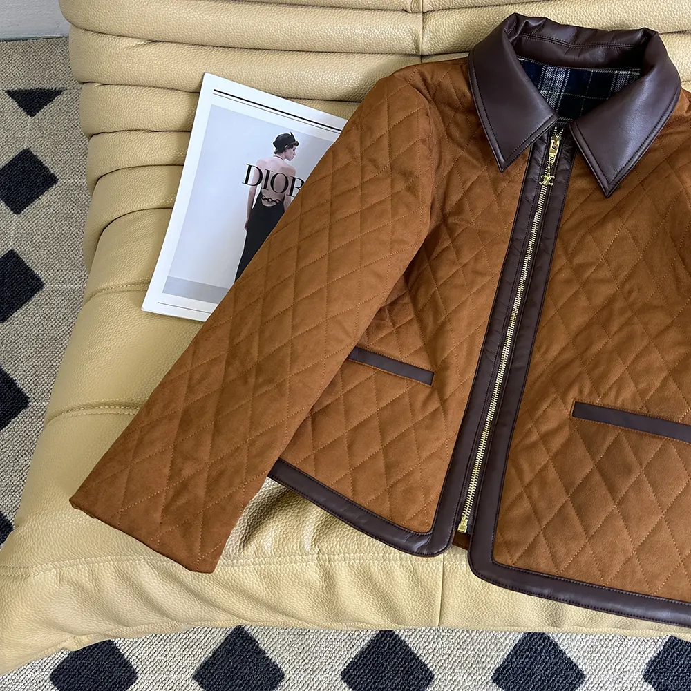 Celine Women Quilted Jacket In Suede-Brown - image 4