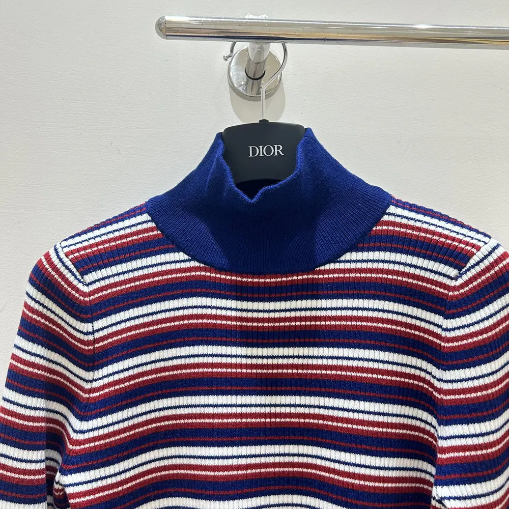 Celine Women Turtleneck Sweater In Striped Ribbed Wool - image 4