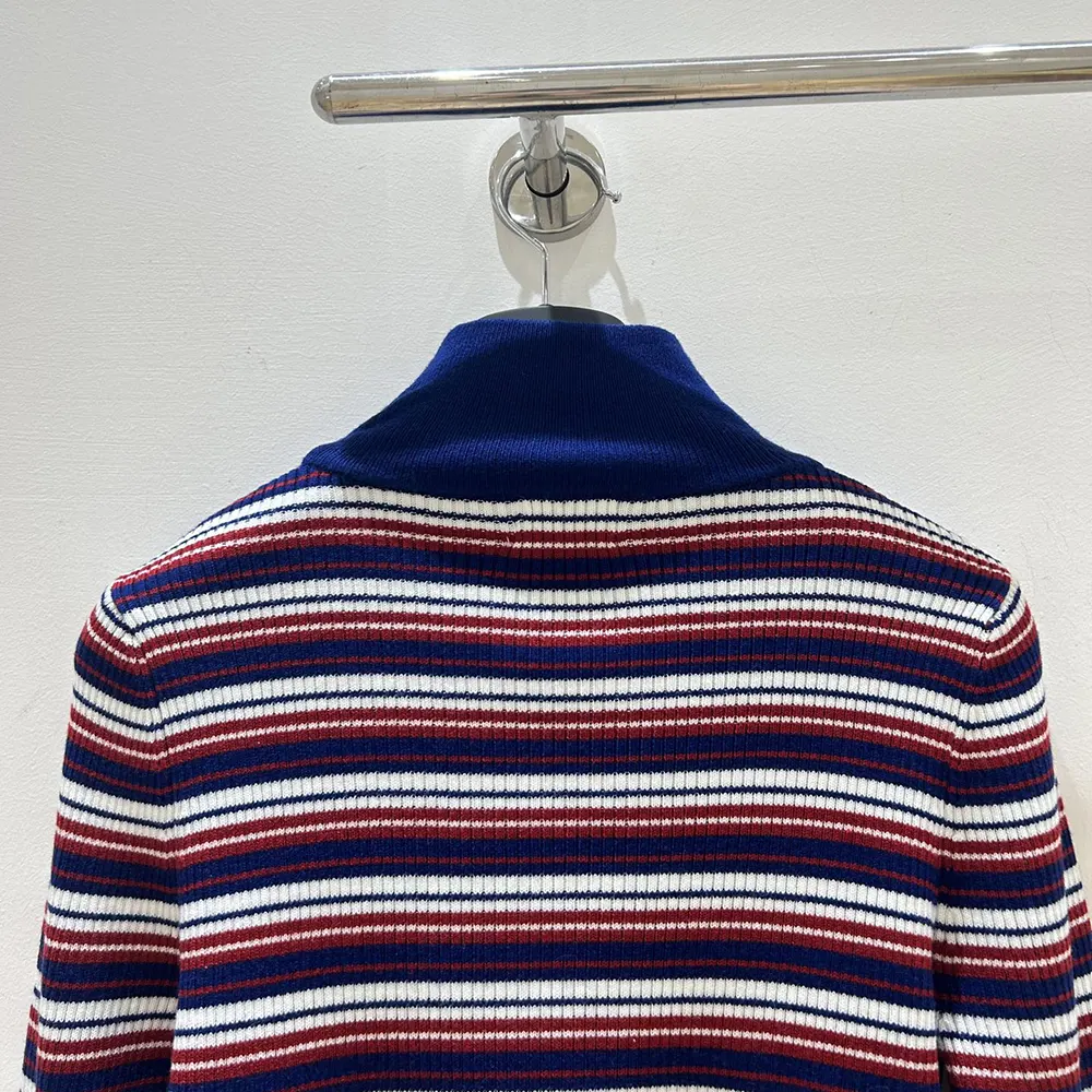 Celine Women Turtleneck Sweater In Striped Ribbed Wool - image 5