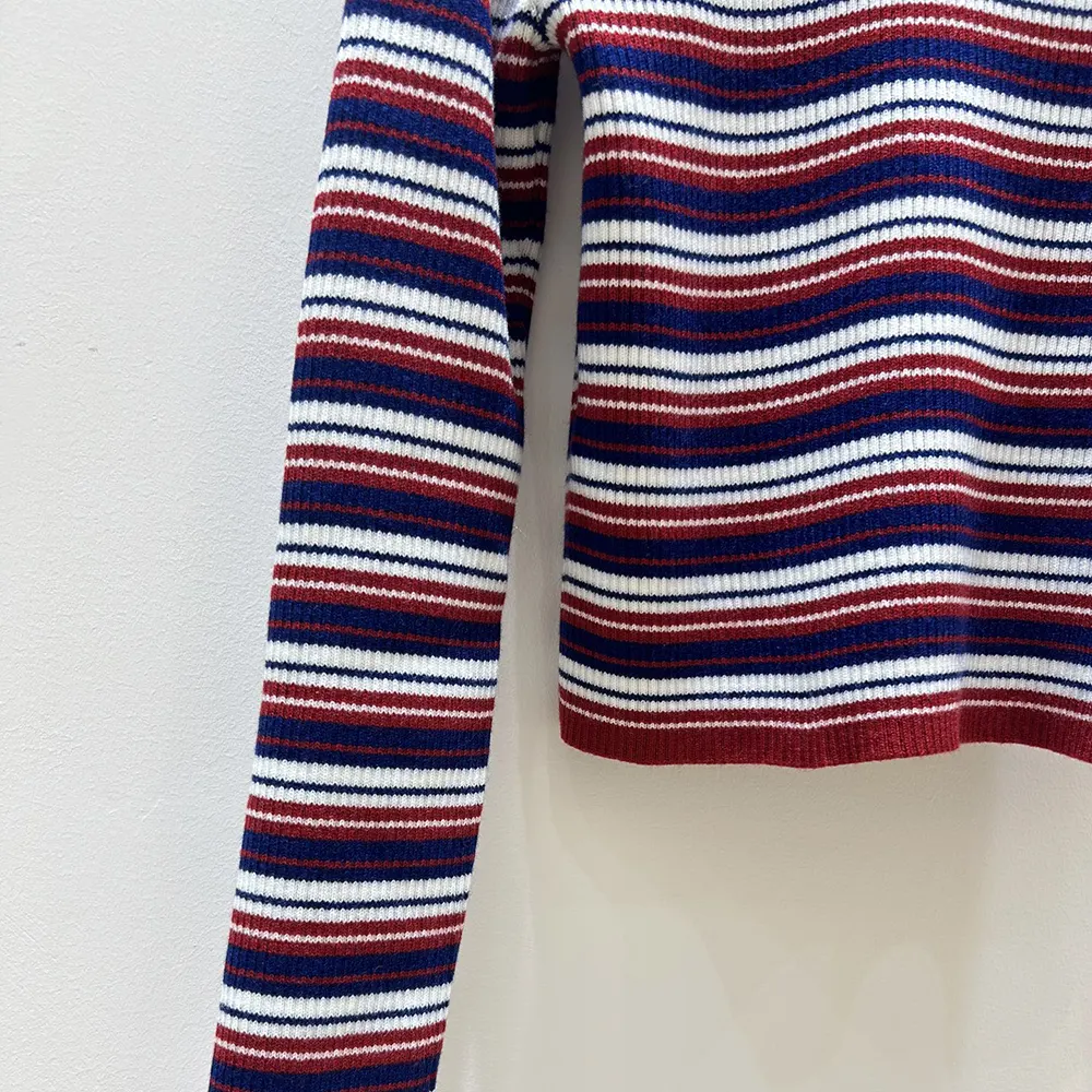Celine Women Turtleneck Sweater In Striped Ribbed Wool - image 9