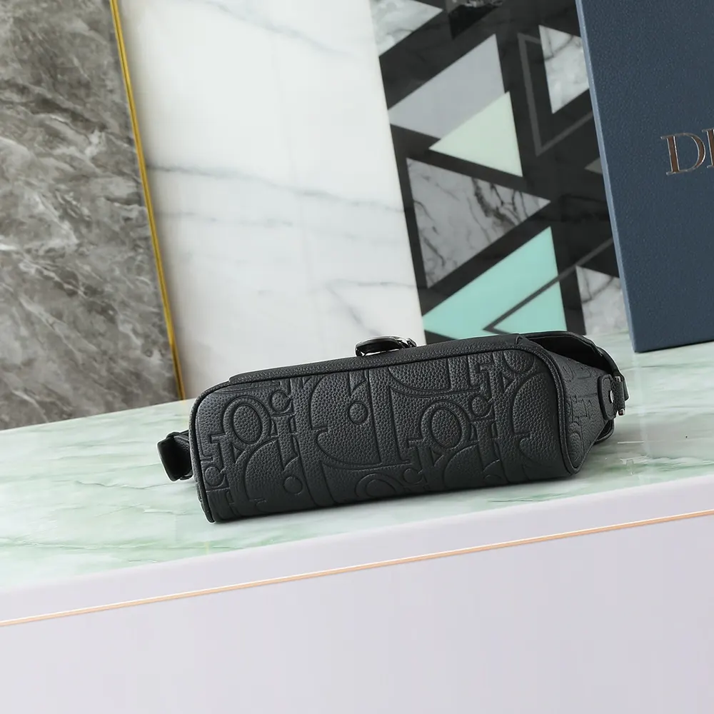 Dior Men Medium Dior Daily Messenger Bag with Flap Black Dior Gravity Leather - image 5
