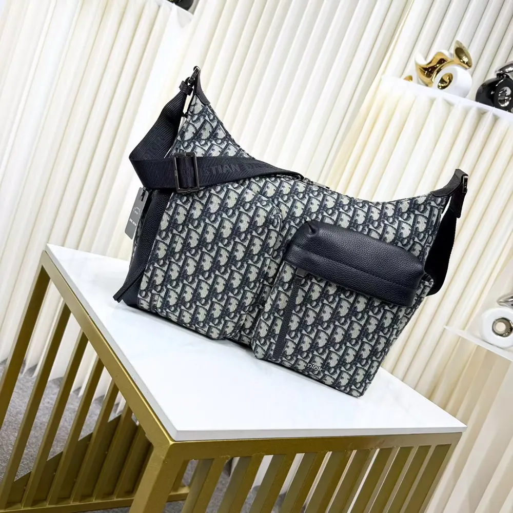 Close-up on black grained calfskin and silver hardware detail