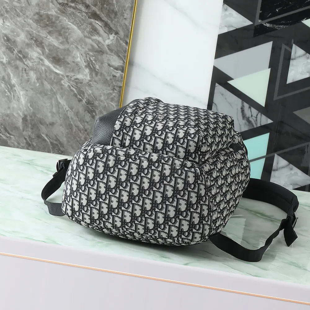 Dior Men Rider Soft Zipped Backpack Beige and Black Dior Oblique Jacquard with Black Grained Calfskin - image 5