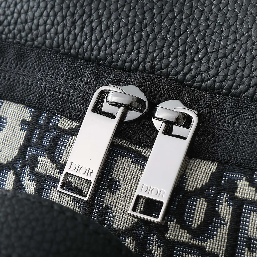 Dior Men Rider Soft Zipped Backpack Beige and Black Dior Oblique Jacquard with Black Grained Calfskin - image 8