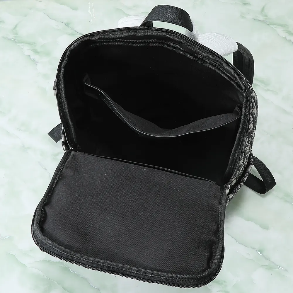 Dior Men Rider Soft Zipped Backpack Beige and Black Dior Oblique Jacquard with Black Grained Calfskin - image 6