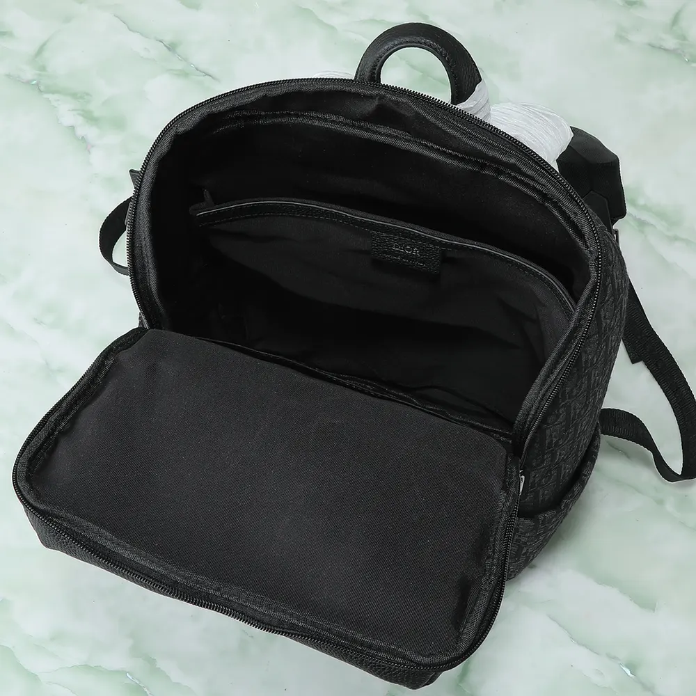 Dior Men Rider Soft Zipped Backpack Black Dior Oblique Jacquard and Black Grained Calfskin - image 6