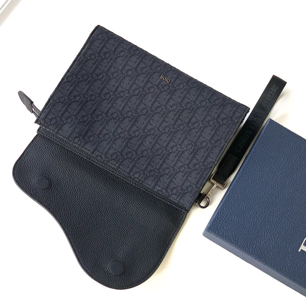 Dior Men Saddle A5 Triangle Pouch Black Dior Oblique Jacquard and Black Grained Calfskin - image 4