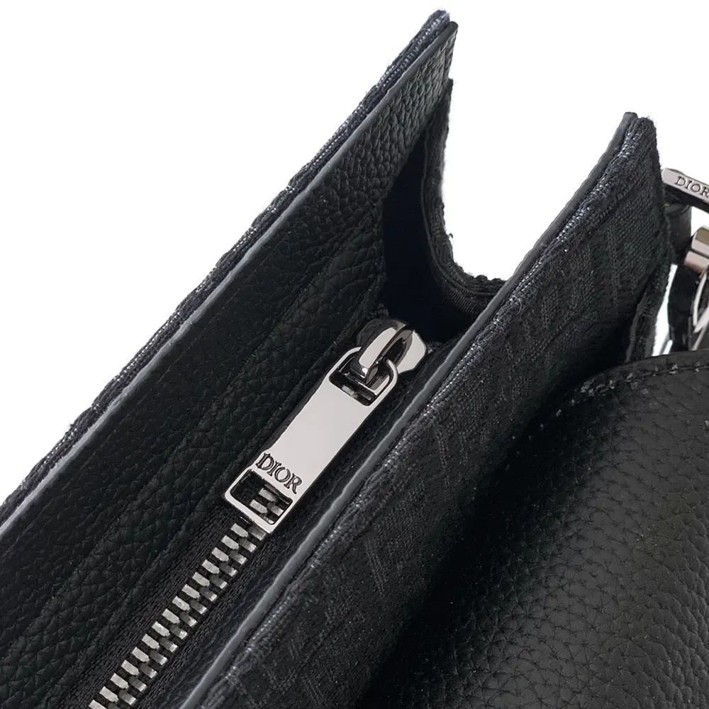 Dior Men Saddle A5 Triangle Pouch Black Dior Oblique Jacquard and Black Grained Calfskin - image 8