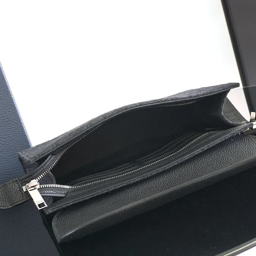 Dior Men Saddle A5 Triangle Pouch Black Dior Oblique Jacquard and Black Grained Calfskin - image 7