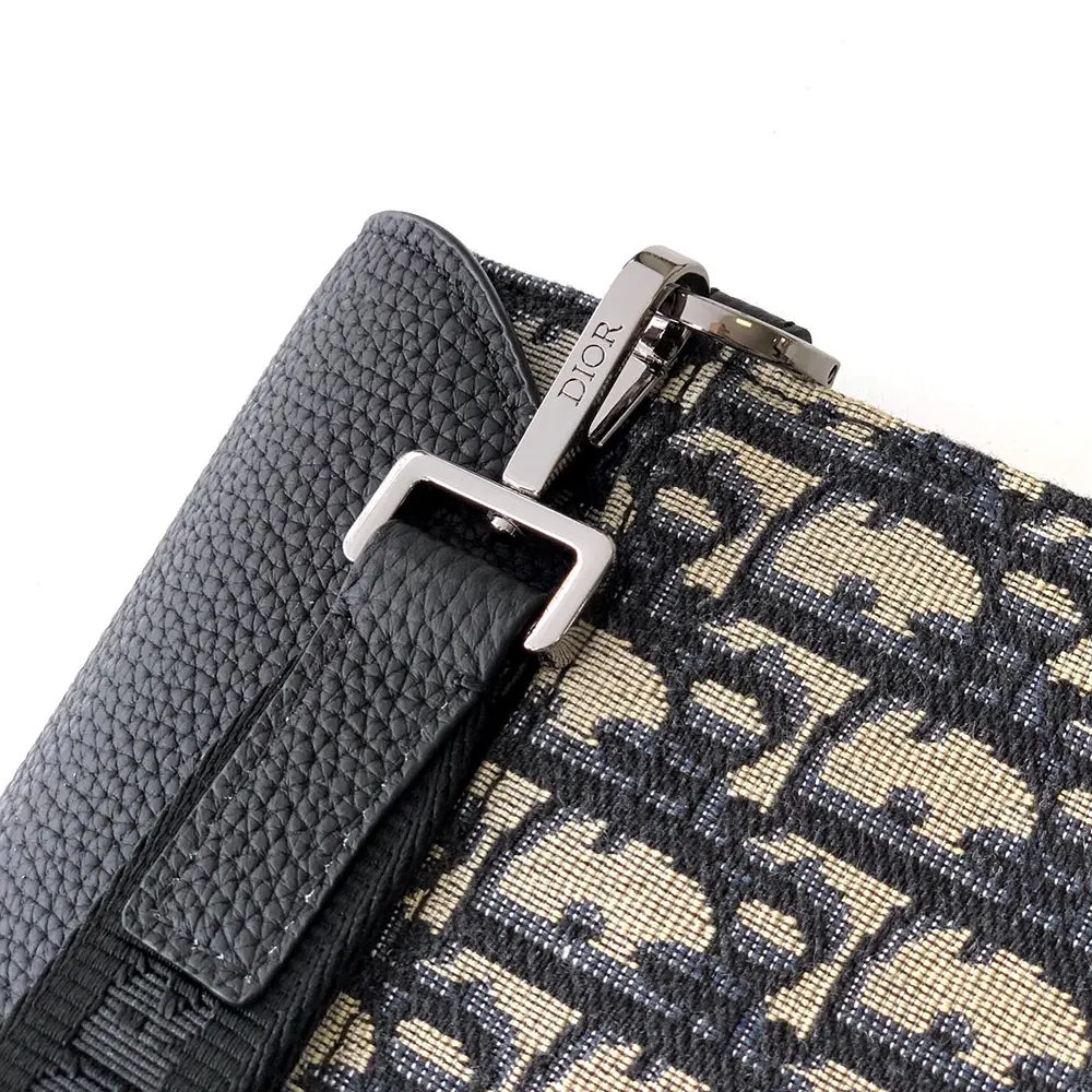 Dior Men Saddle A5 Triangle Pouch Beige and Black Dior Oblique Jacquard with Black Grained Calfskin - image 8