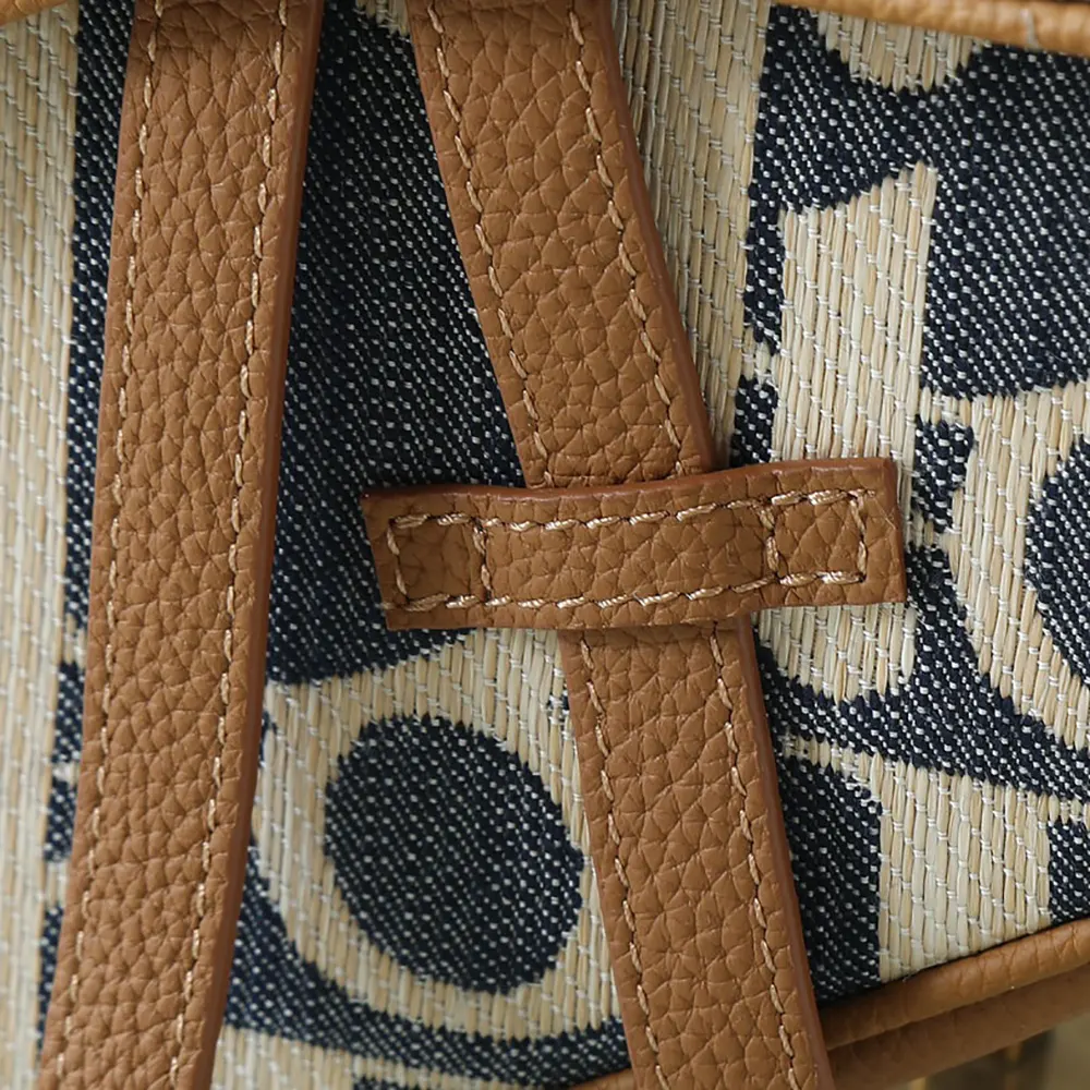 Dior Men Saddle Bag Blue and Beige Raffia-Effect Dior Oblique Denim - image 8