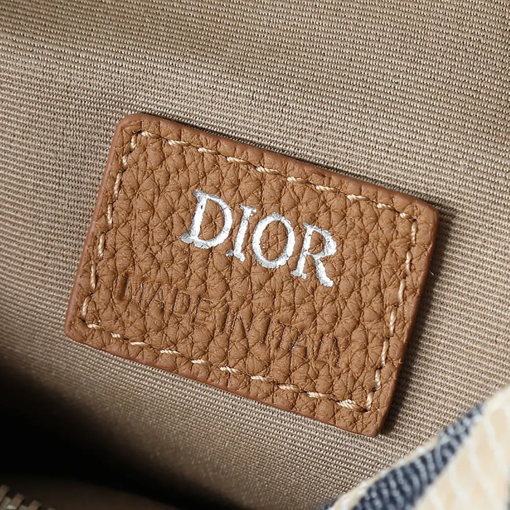Dior Men Saddle Bag Blue and Beige Raffia-Effect Dior Oblique Denim - image 9