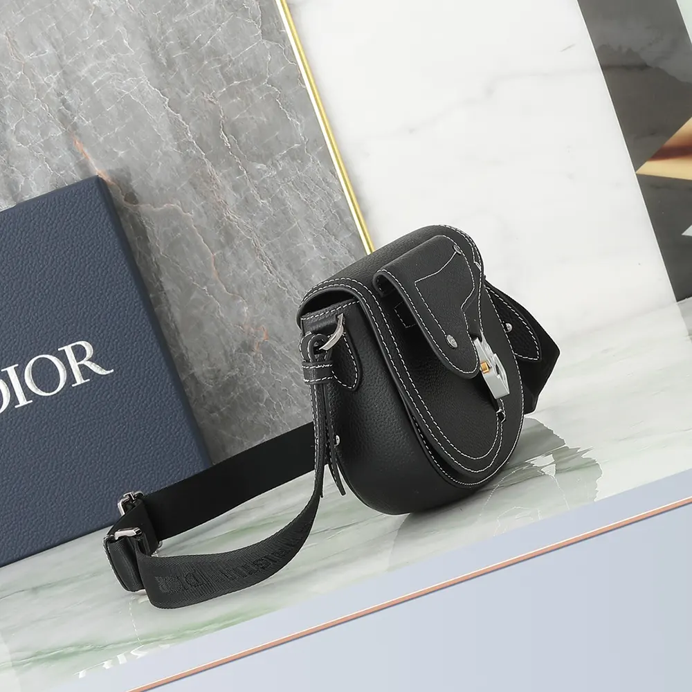 Dior Men Saddle Messenger Bag Black Grained Calfskin - image 4