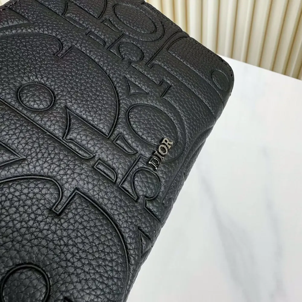 Dior Men Zipped Pouch with Strap Black Dior Gravity Leather - image 9