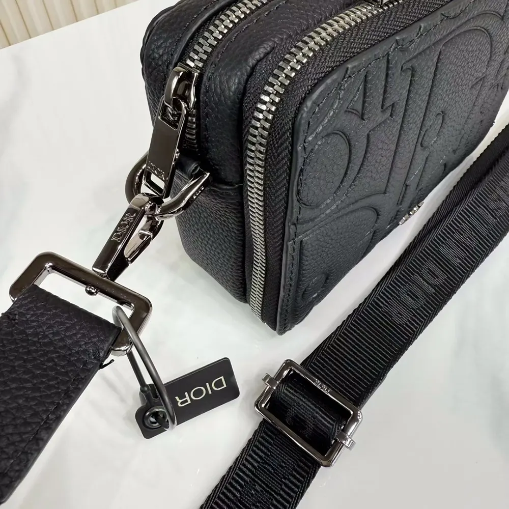Dior Men Zipped Pouch with Strap Black Dior Gravity Leather - image 8