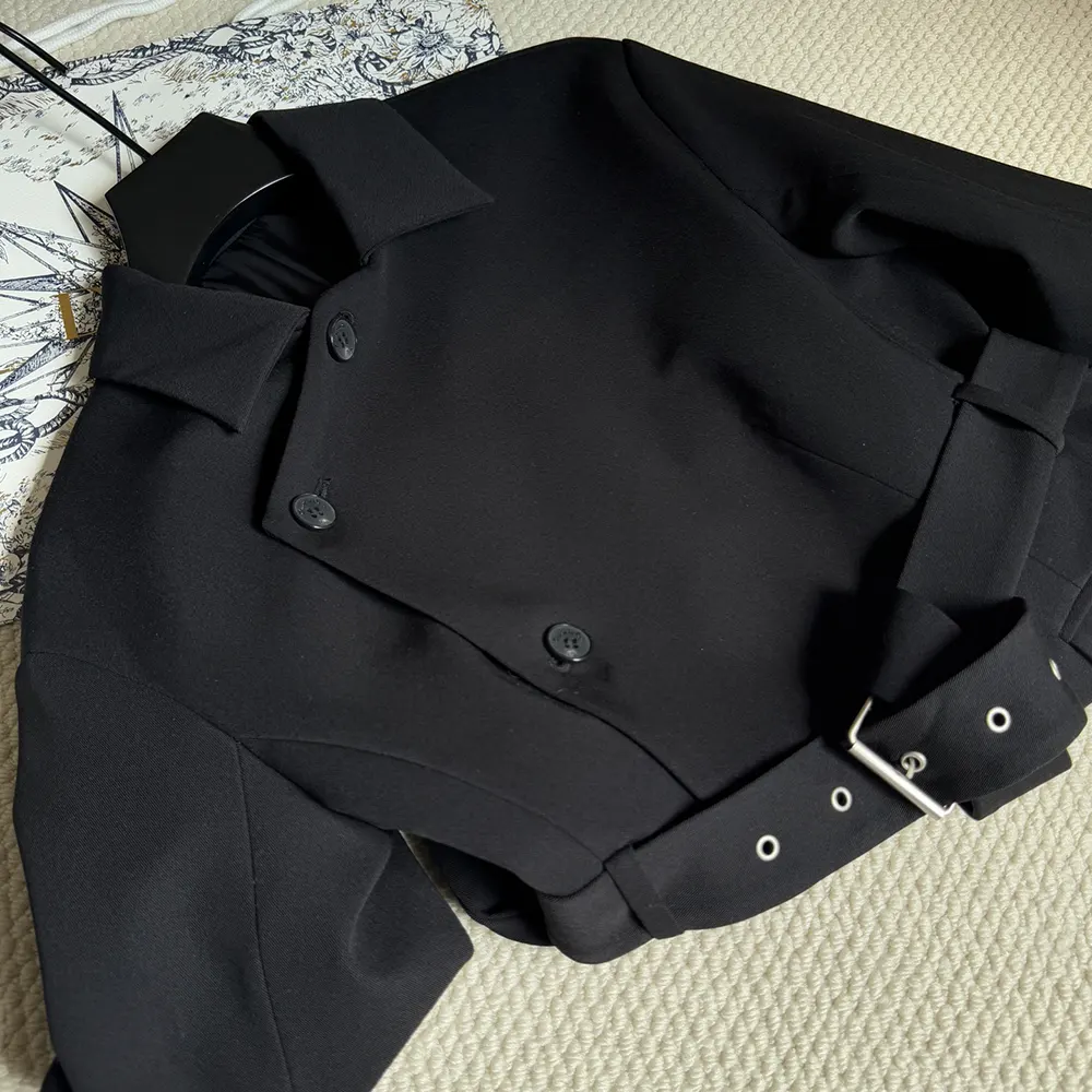 Dior Women Belted Jacket Black Virgin Wool and Silk Gabardine - image 6