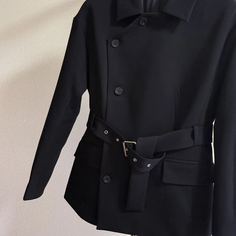 Dior Women Belted Jacket Black Virgin Wool and Silk Gabardine - image 9