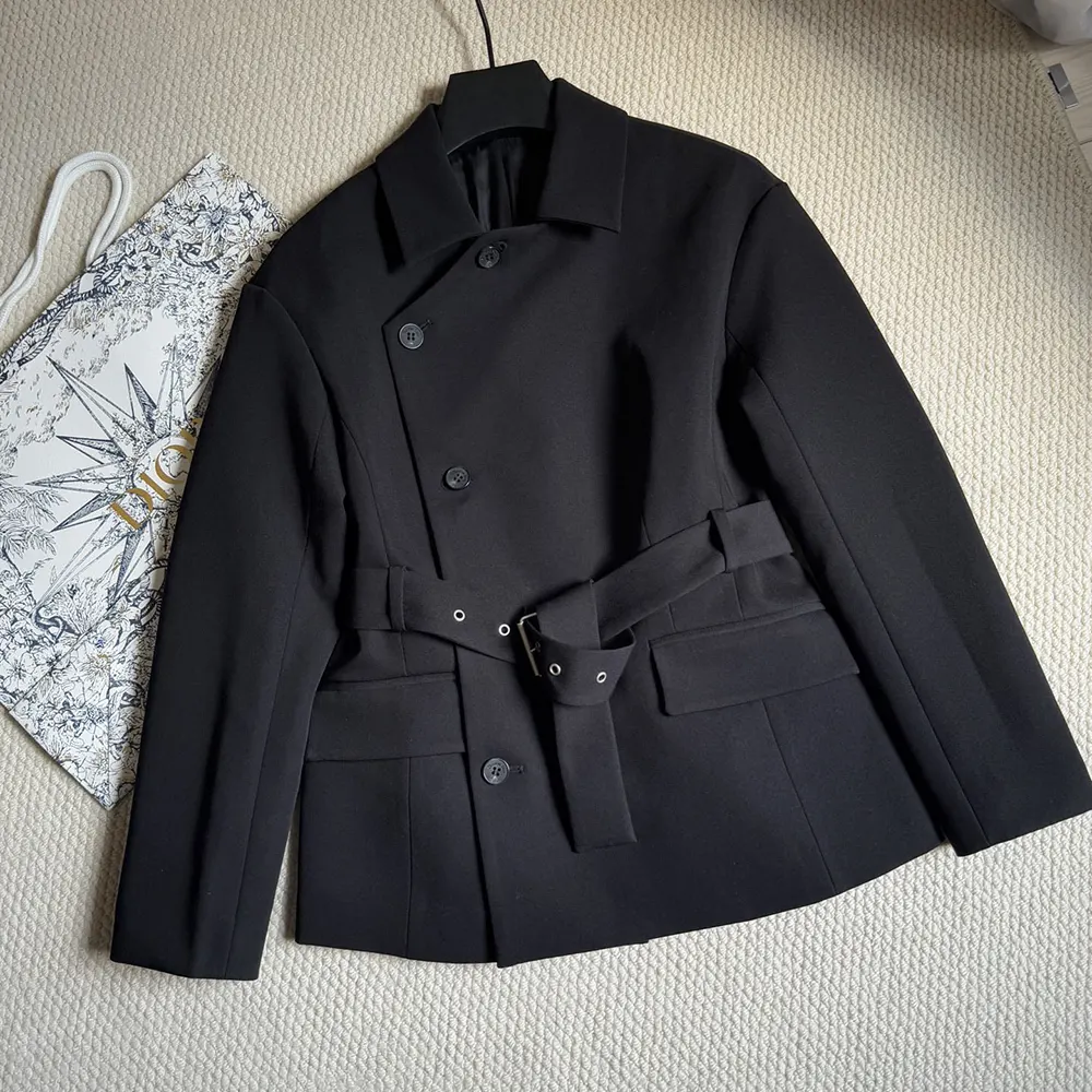 Dior Women Belted Jacket Black Virgin Wool and Silk Gabardine - image 5