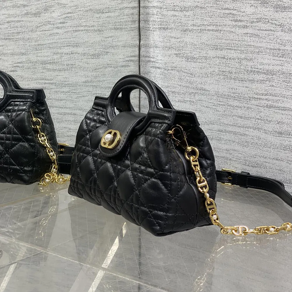 Dior Women Dior Jolie Top Handle Mini Bag Black Cannage Lambskin - image 4