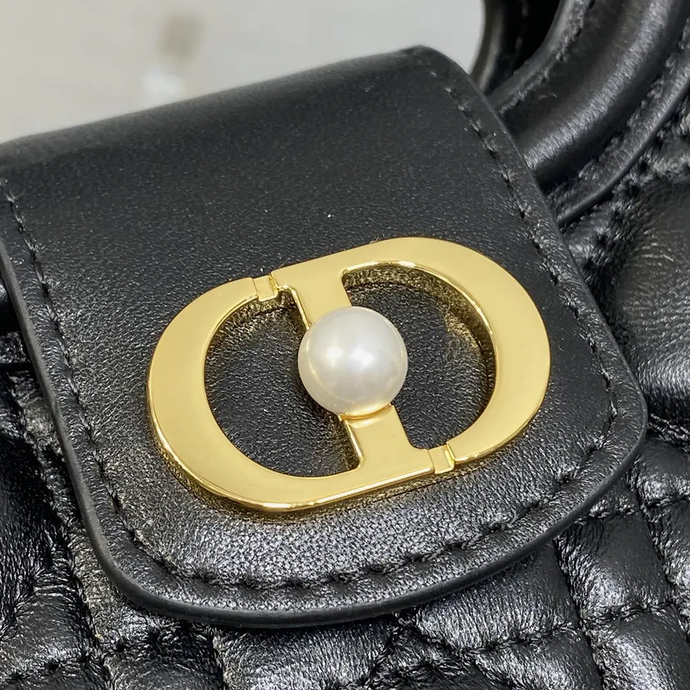 Dior Women Dior Jolie Top Handle Mini Bag Black Cannage Lambskin - image 9