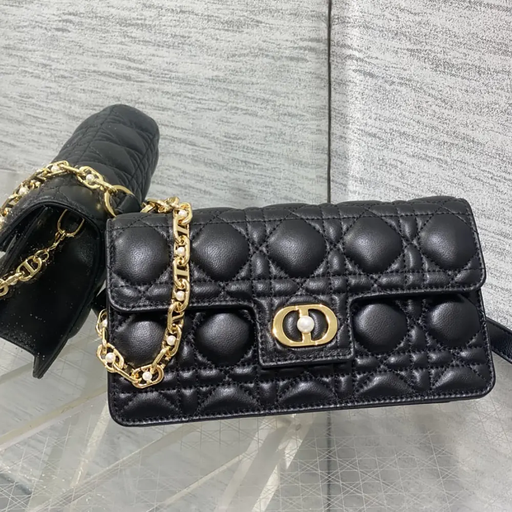 Close-up of signature Cannage quilting on Dior Women Jolie Mini Bag