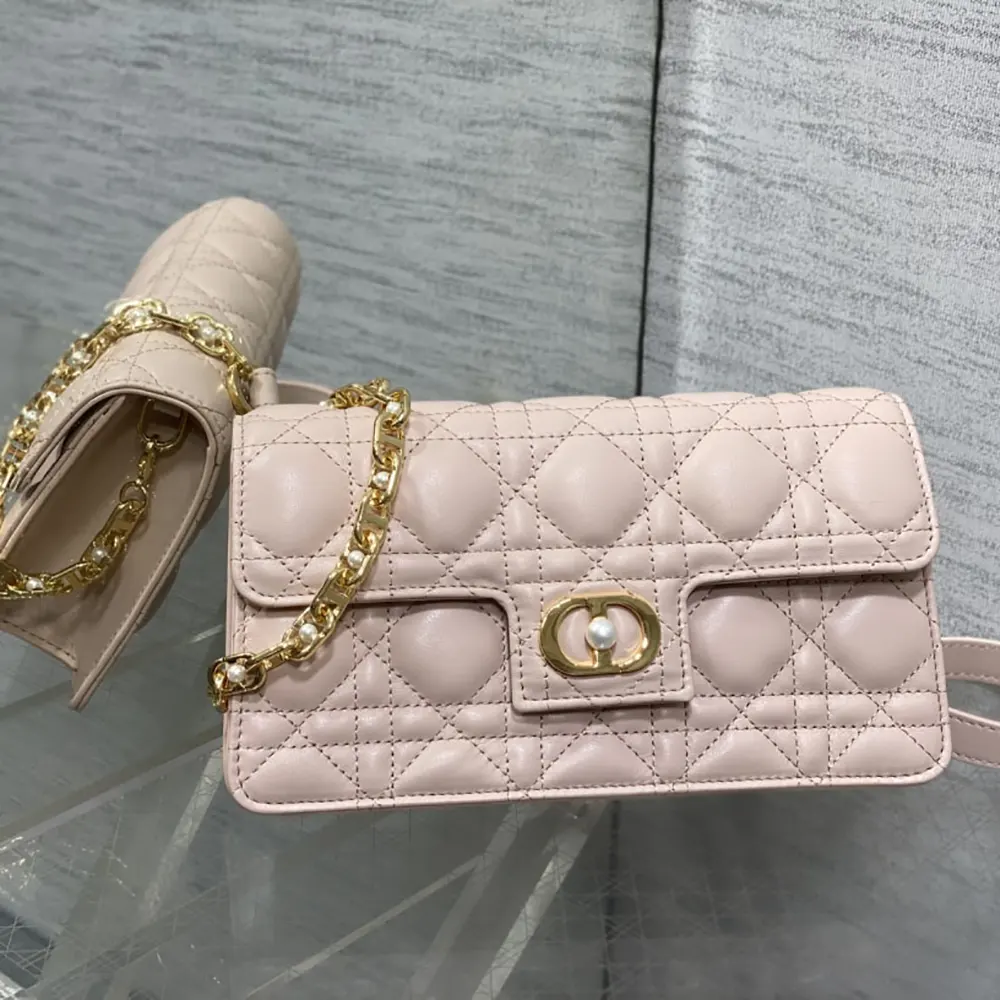 Close-up of silver-tone hardware on Dior Women Jolie Mini Bag