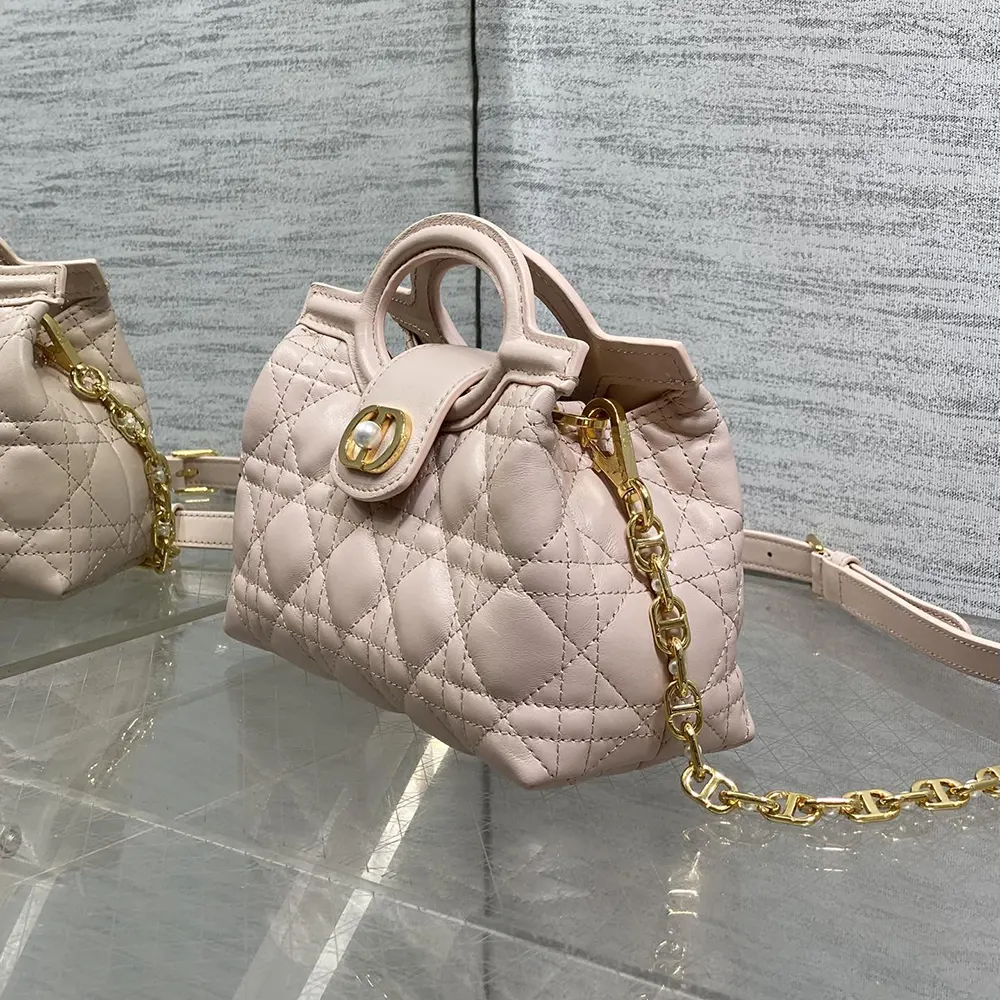Dior Women Jolie Top Handle Mini Bag Powder Pink Cannage Lambskin - image 4