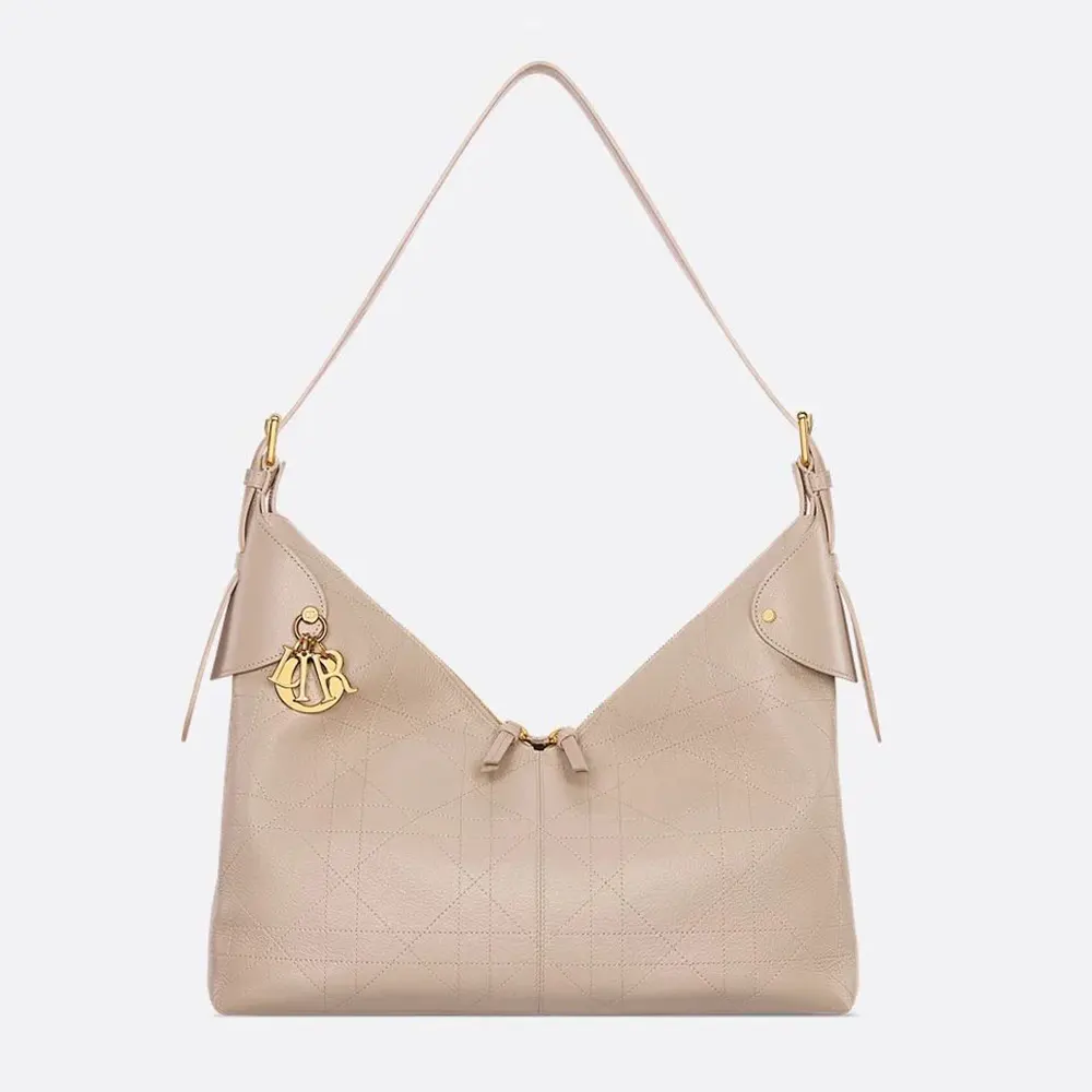Front view of Dior Women Large Dior Voyage Bag in powder beige