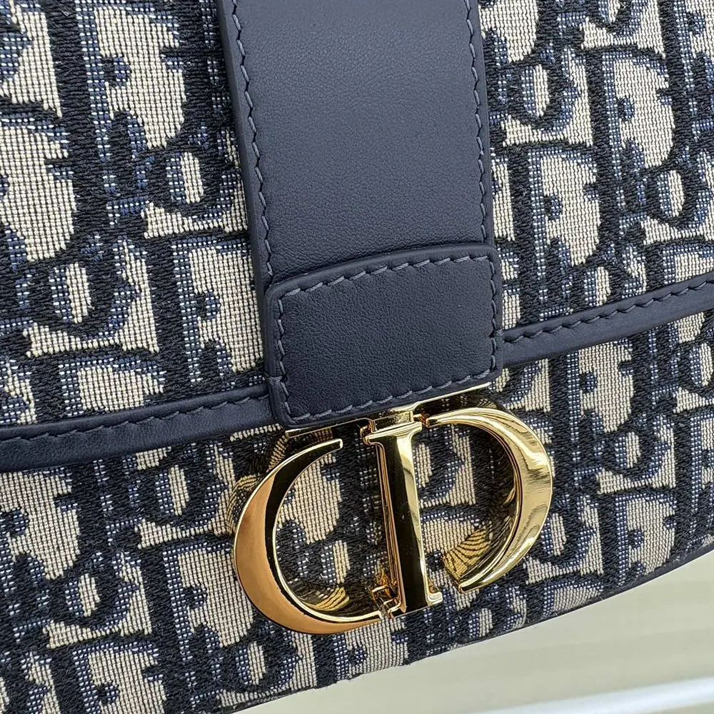 Dior Women Medium 30 Montaigne Satchel Bag Blue Dior Oblique Jacquard - image 9