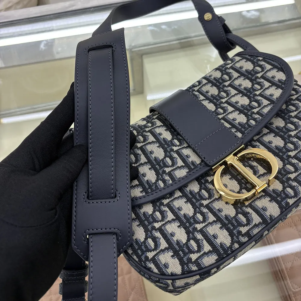 Dior Women Medium 30 Montaigne Satchel Bag Blue Dior Oblique Jacquard - image 7