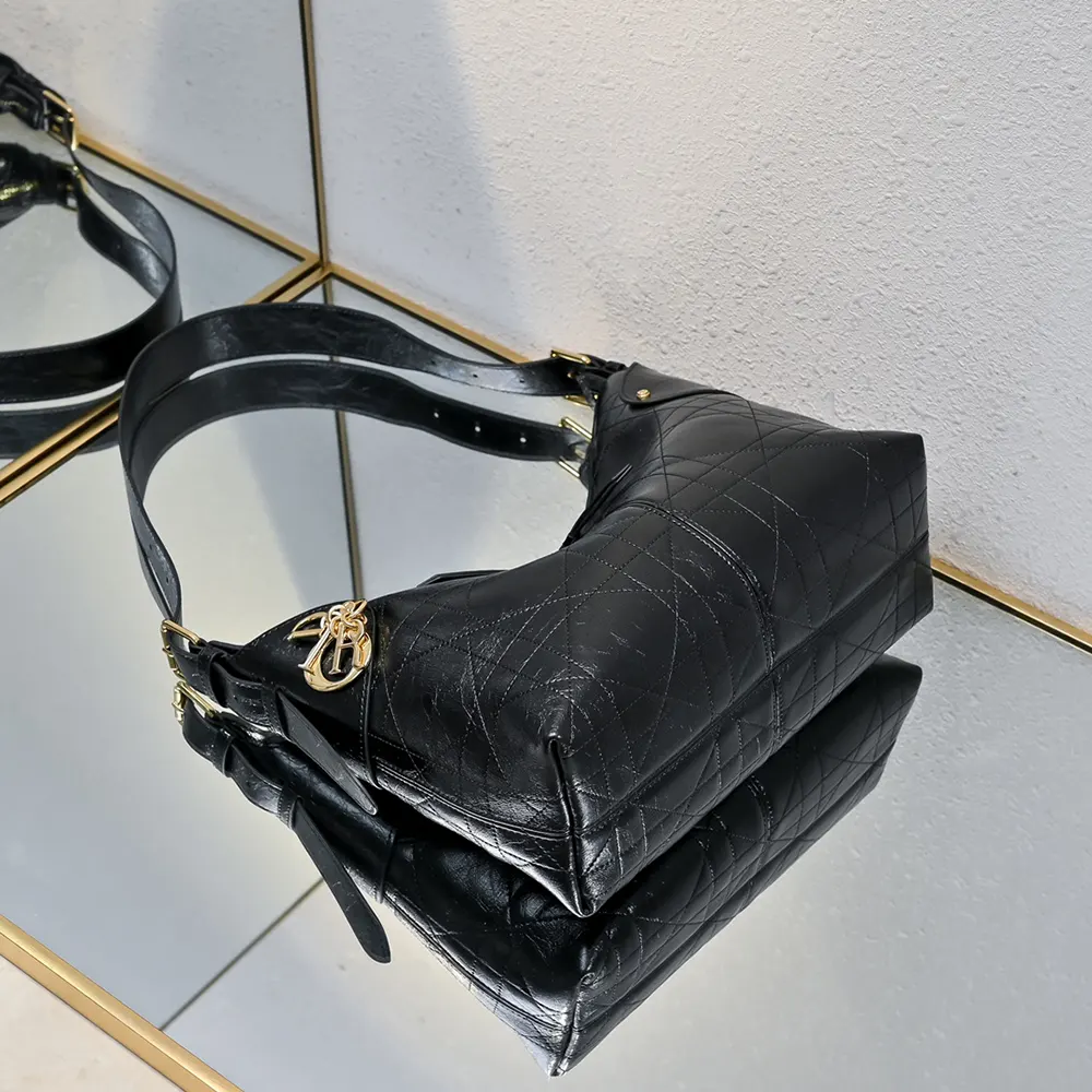 Dior Women Medium Dior Voyage Bag Black Flat Macrocannage Grained Calfskin - image 5