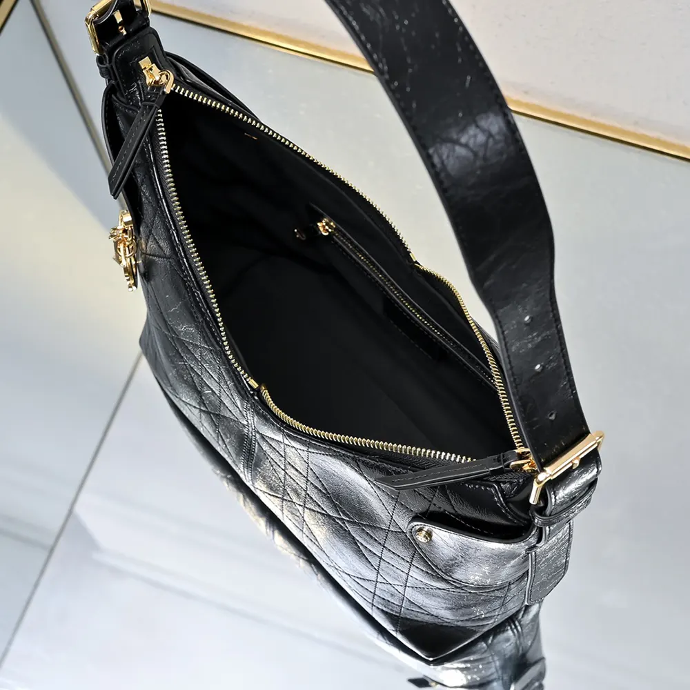 Dior Women Medium Dior Voyage Bag Black Flat Macrocannage Grained Calfskin - image 6