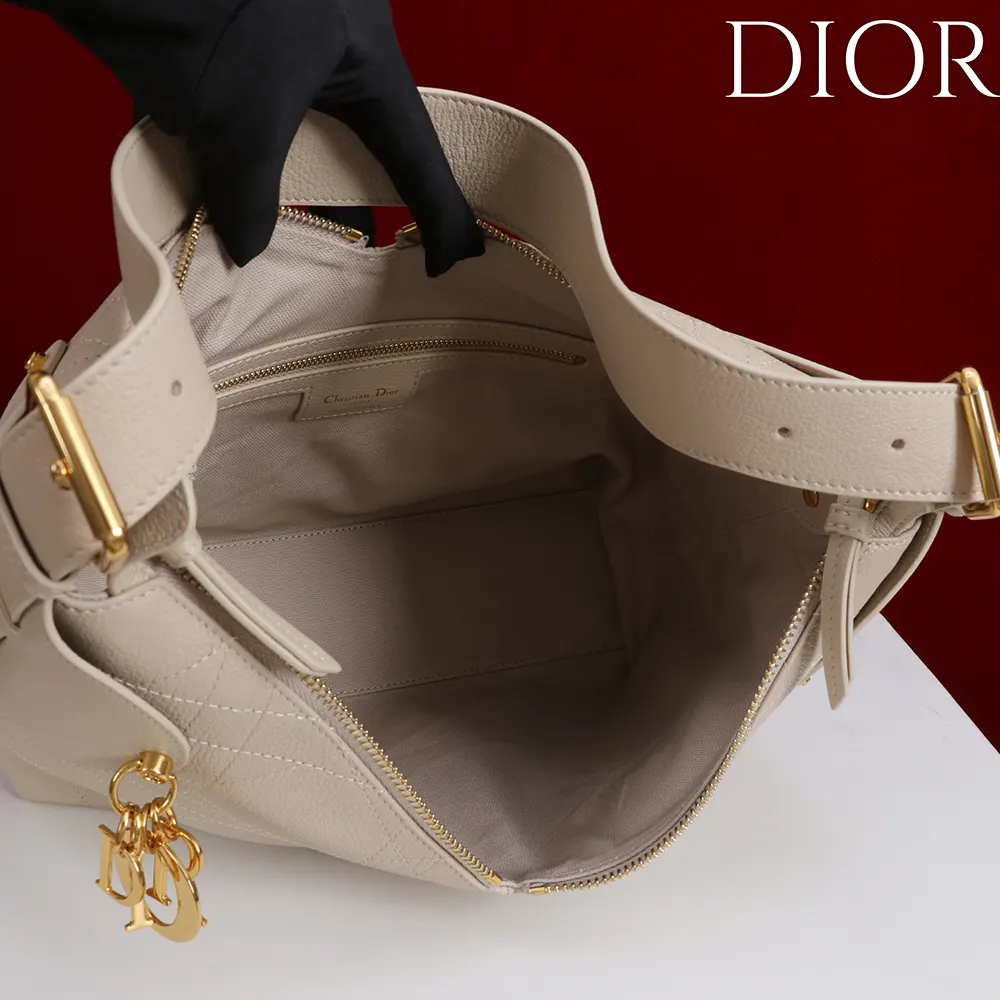Dior Women Medium Dior Voyage Bag Powder Beige Flat Macrocannage Grained Calfskin - image 9