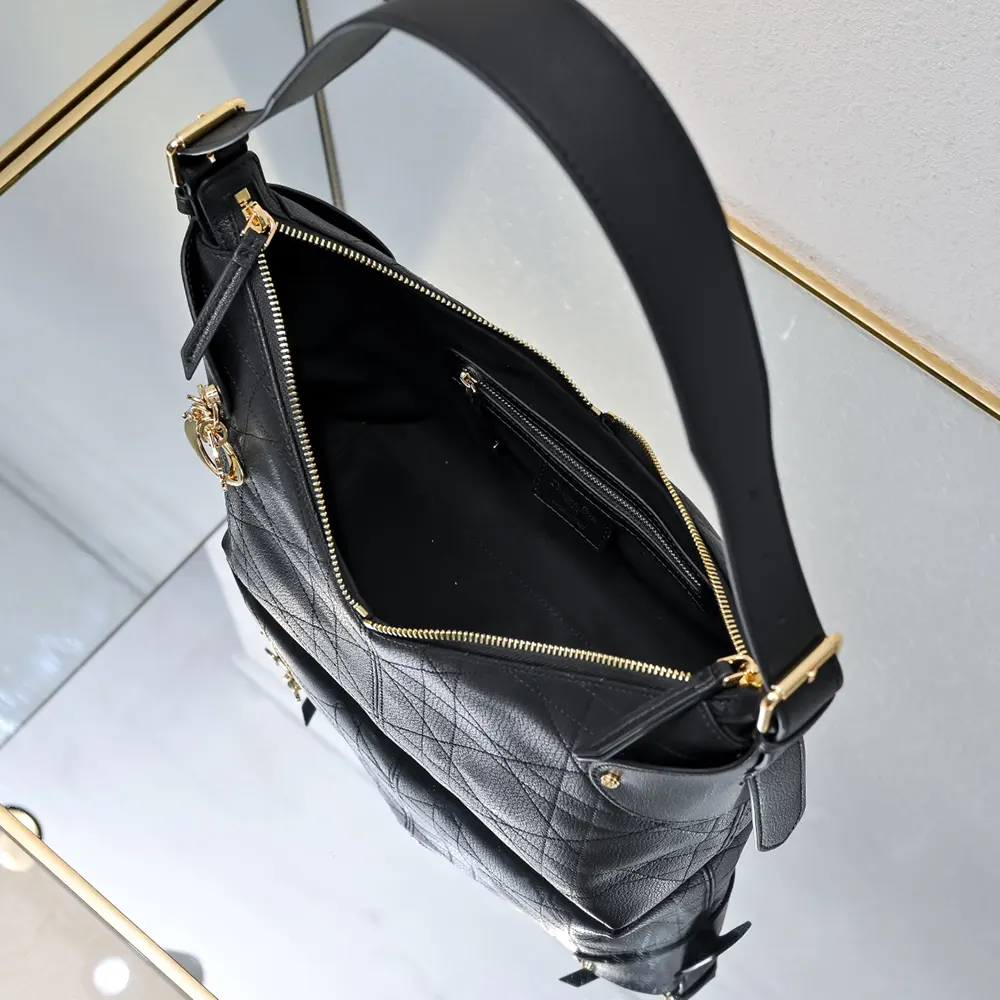 Dior Women Small Dior Voyage Bag Black Flat Macrocannage Grained Calfskin - image 6