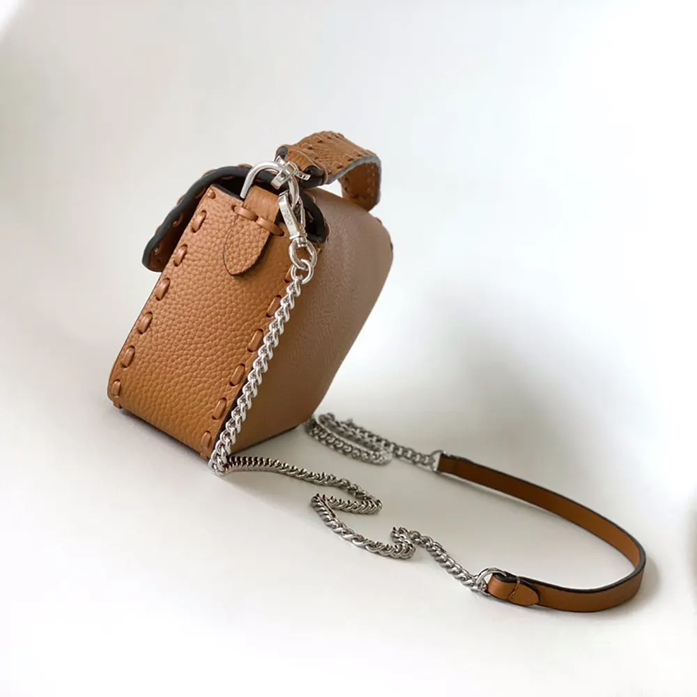 Fendi Women Baguette® Mini Cappuccino-colored Selleria Bag with 309 Hand-sewn Stitches - image 4