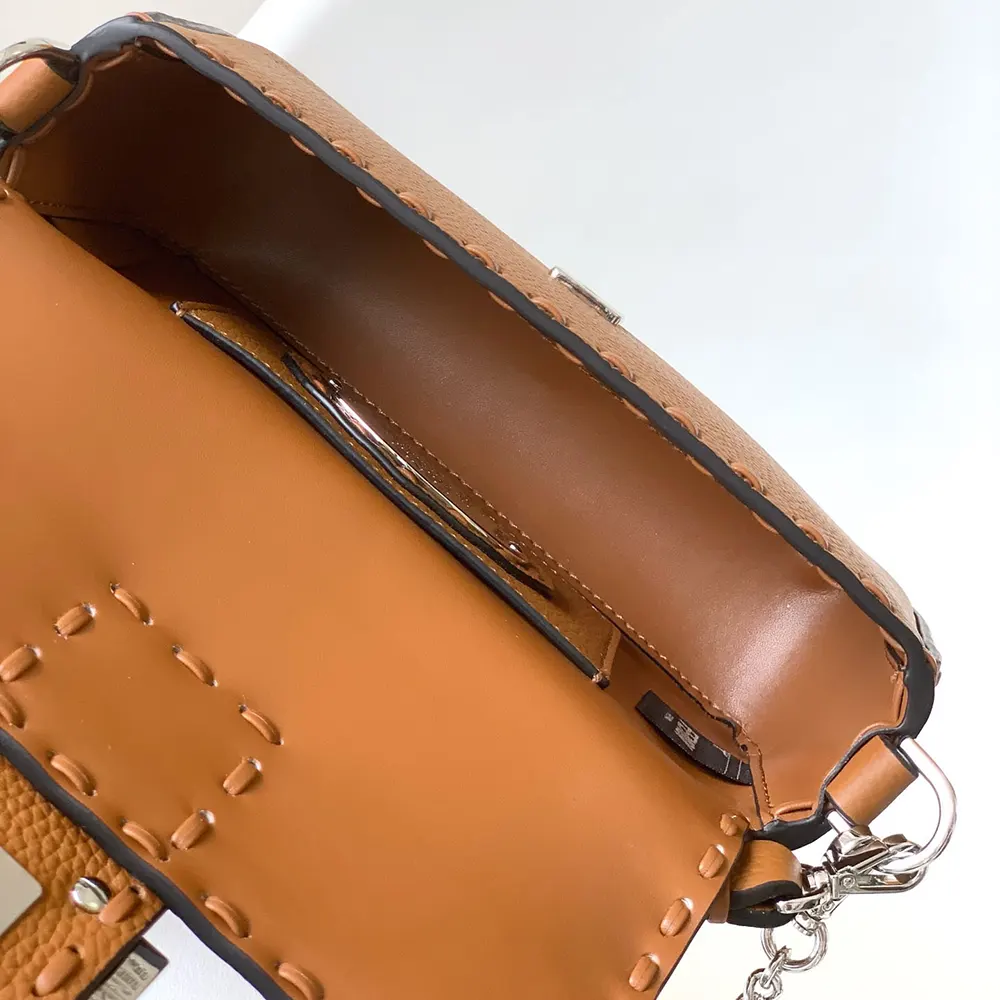Fendi Women Baguette® Mini Cappuccino-colored Selleria Bag with 309 Hand-sewn Stitches - image 10