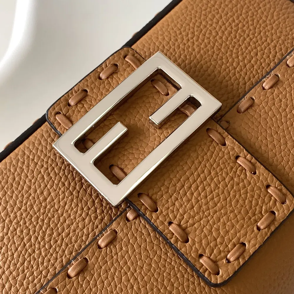Fendi Women Baguette® Mini Cappuccino-colored Selleria Bag with 309 Hand-sewn Stitches - image 7