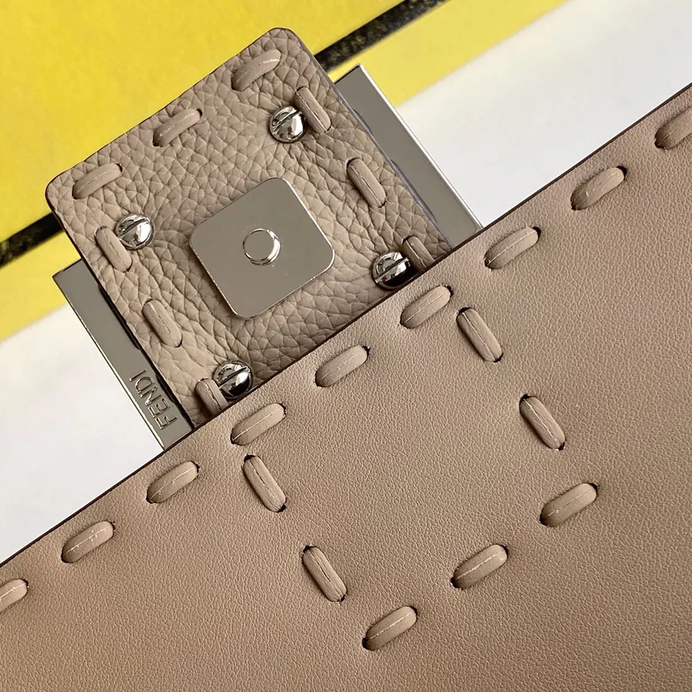 Fendi Women Baguette® Mini Dove gray Selleria Bag with 309 Hand-sewn Topstitches - image 8
