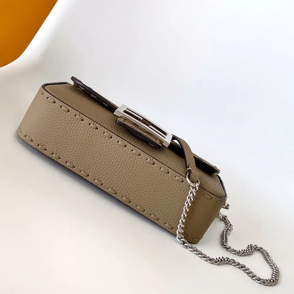 Fendi Women Baguette® Mini Dove gray Selleria Bag with 309 Hand-sewn Topstitches - image 5