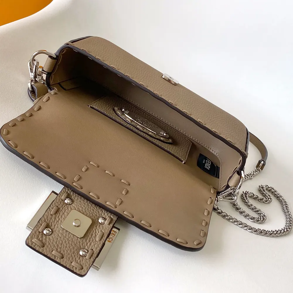 Fendi Women Baguette® Mini Dove gray Selleria Bag with 309 Hand-sewn Topstitches - image 6