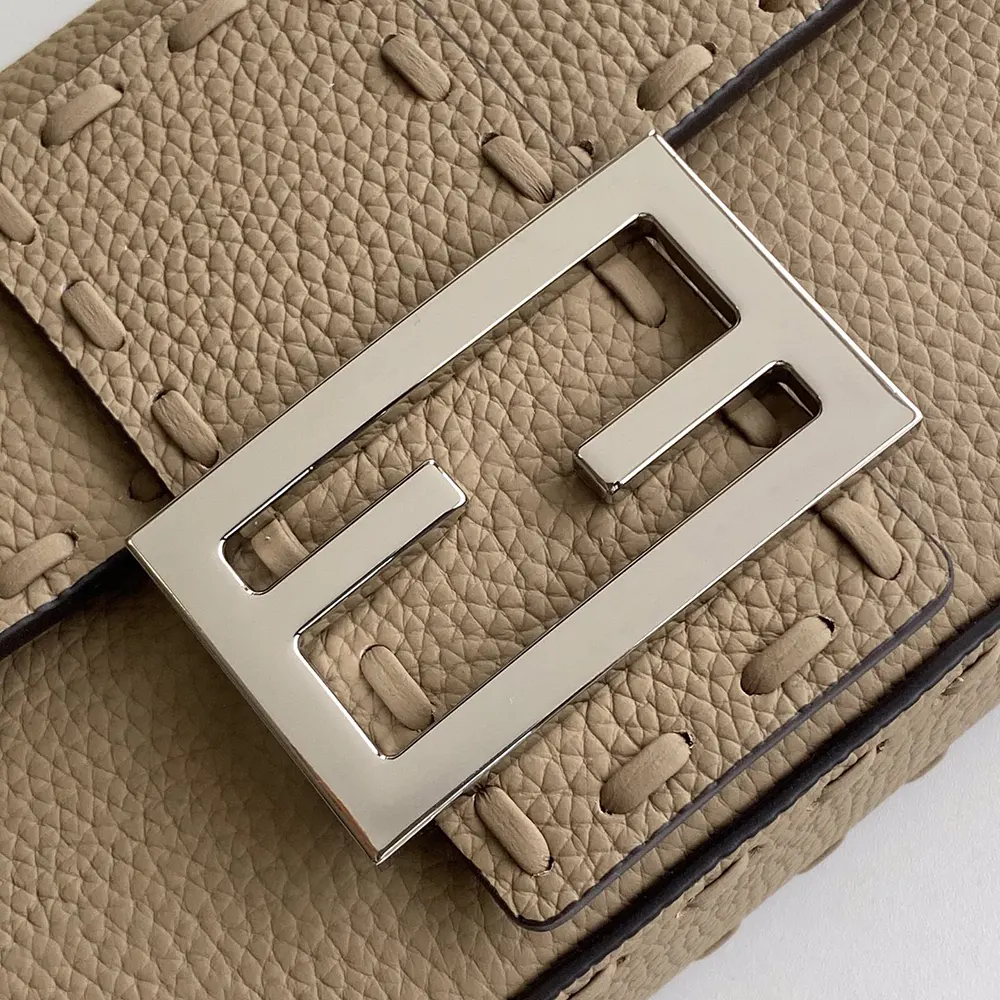Fendi Women Baguette® Mini Dove gray Selleria Bag with 309 Hand-sewn Topstitches - image 9