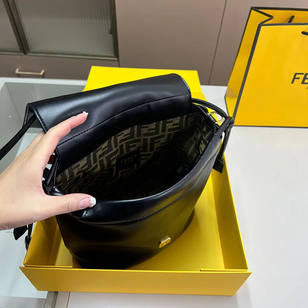 Fendi Women Cappuccino Black Leather Backpack - image 9