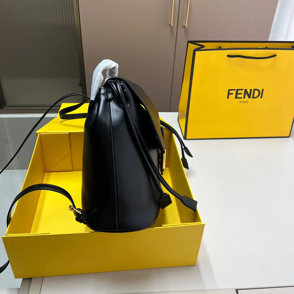 Fendi Women Cappuccino Black Leather Backpack - image 4