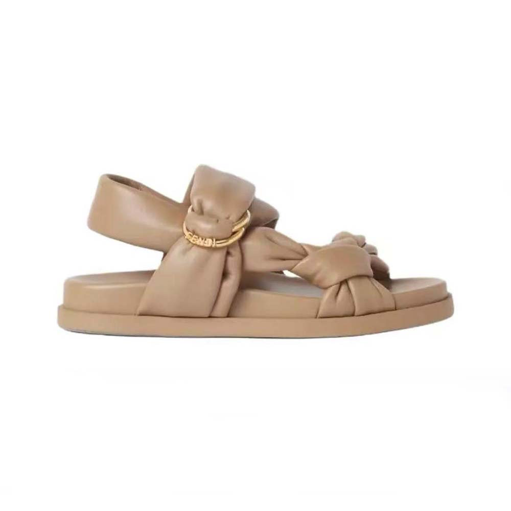 Side view of Fendi Women Fendi Feel Sandy Leather Sandals showing silhouette