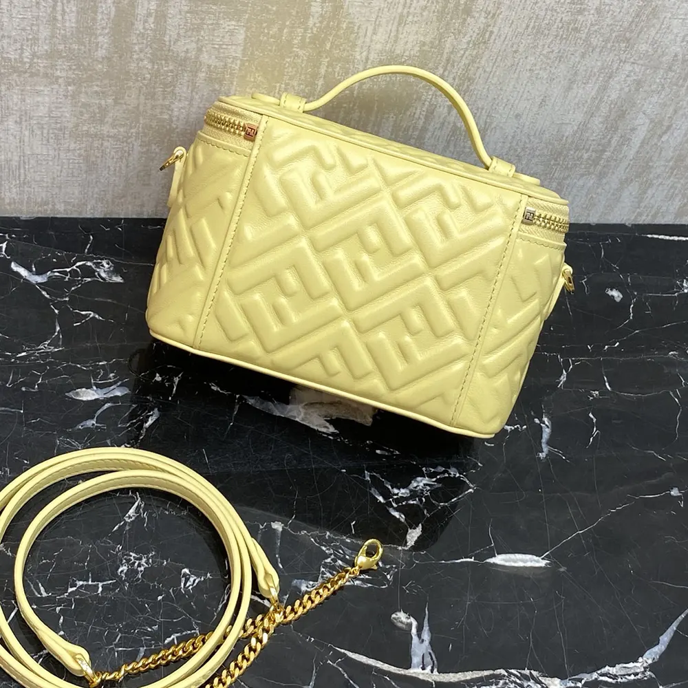 Fendi Women Vanity Yellow Nappa Leather Mini-Bag With Ff Motif - image 5
