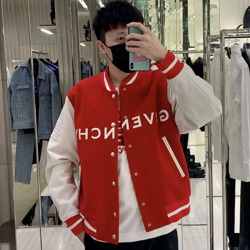 Givenchy Men GIVENCHY Bomber in Wool and Leather-Red - image 6