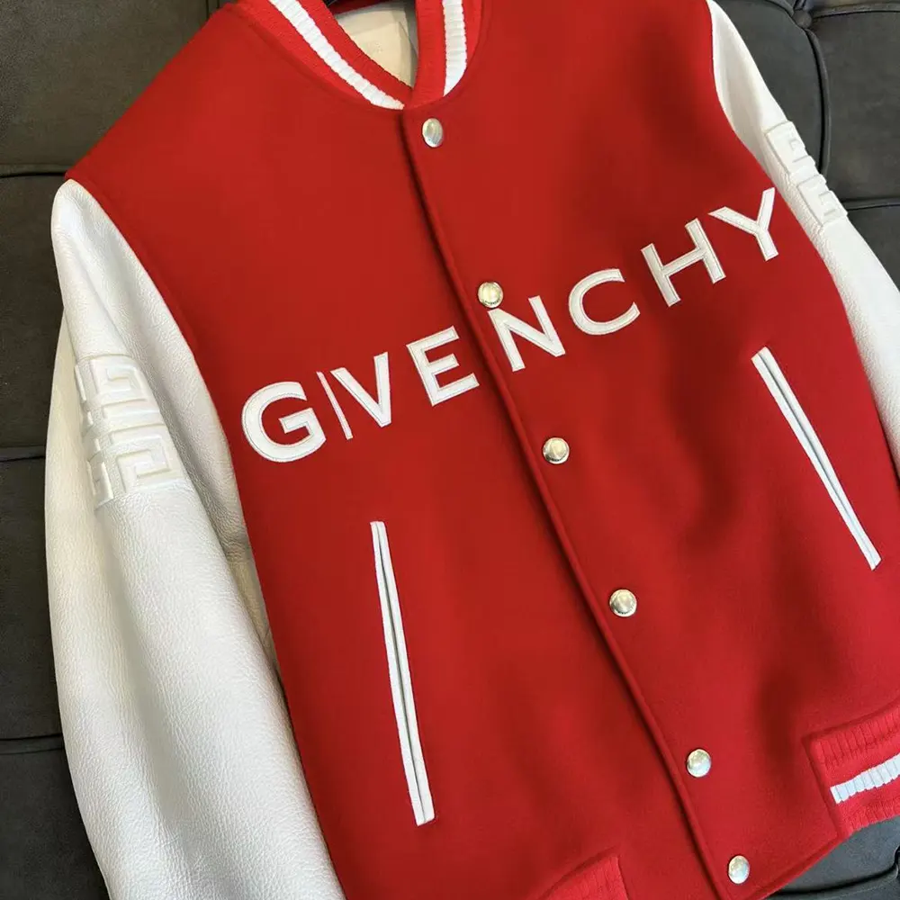 Givenchy Men GIVENCHY Bomber in Wool and Leather-Red - image 4