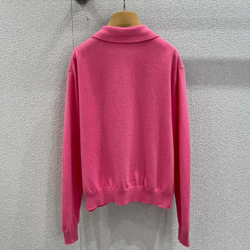 Soft cashmere texture detail on pink Miu Miu Women Half-Zipper Polo