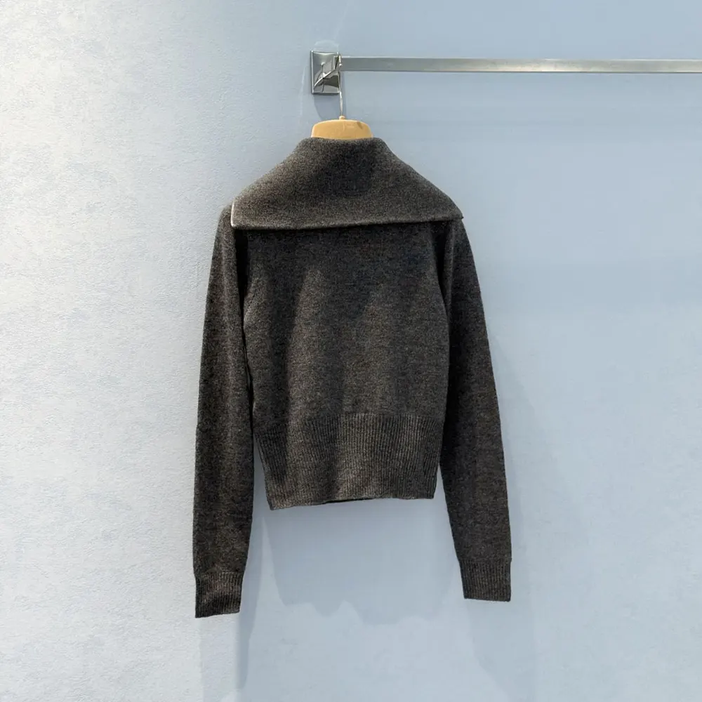 Close-up of half-zip closure detail on Miu Miu Women Cashmere Sweater