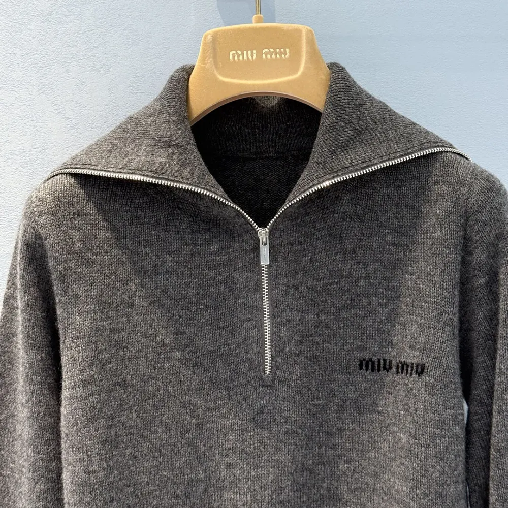 Miu Miu Women Cashmere Half-Zipper Sweater - image 4